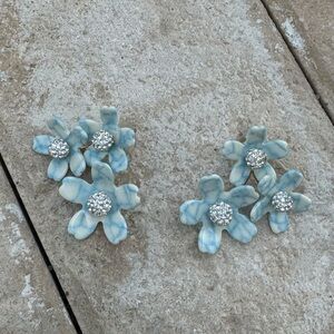 Lele Sadoughi 3 flower crystal earrings